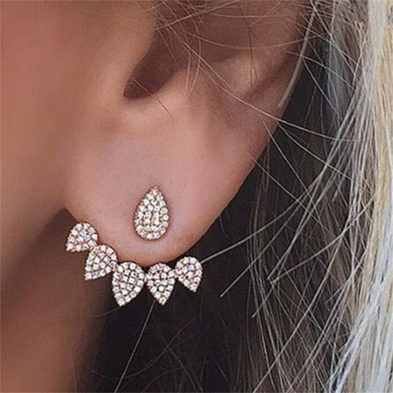 Rhinestone Teardrop Stud Earrings Women Fashion Jewelry Party Wedding Earrings