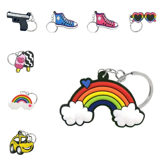 13 Styles shoe glasses popcorn ice cream Rainbow Keychain Party Gift Cute