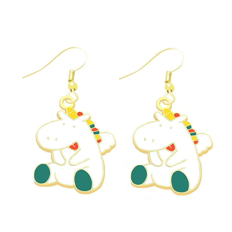 Cute Unicorn Drop Earrings Cartoon Ear Pendants Accessories Women Art Jewelry