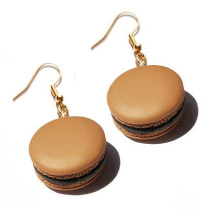 Resin Chocolate Macaroon Drop Earrings Women Art Fashion Cartoon Earrings