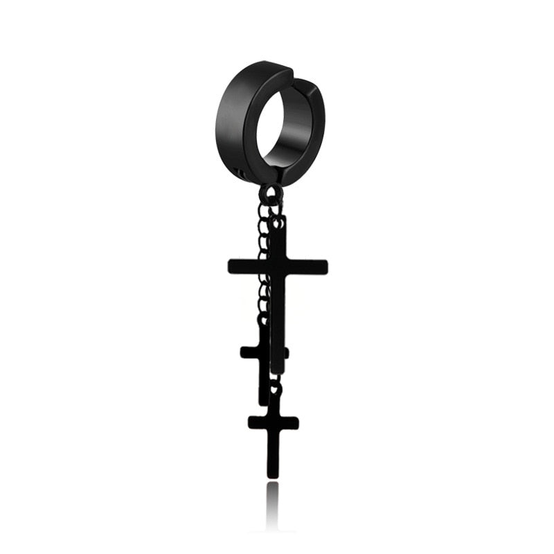 1Pc Black Cross Ear Cuff Bohemian Ear Stud Earrings Women Girl Trendy Earrings