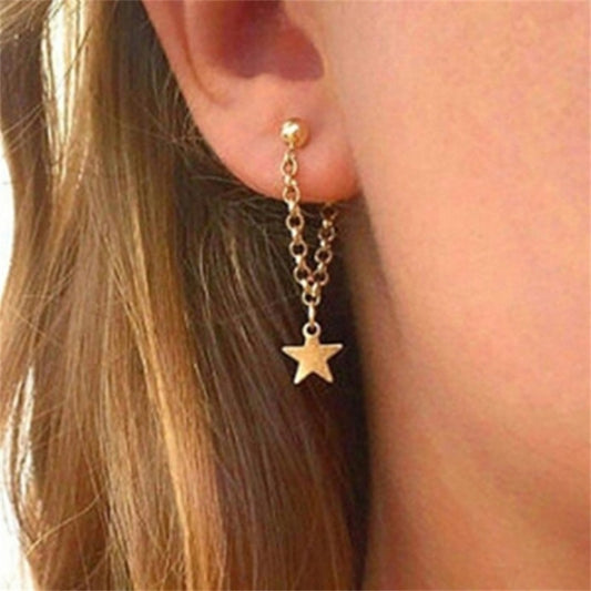 Chain Star Stud Earrings Women Fashion Jewelry Party Wedding Earrings Gift