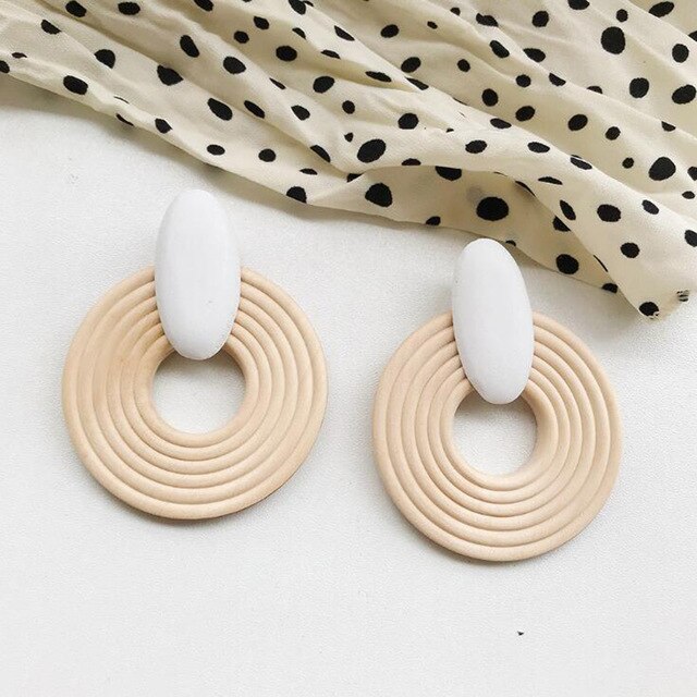 14 Styles Geometric Bamboo Round Party Statement Drop Earrings Modern Women