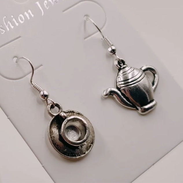 Kettle and Tea Cup Drop Earrings Fashion Party Girls Pendant Earrings Women