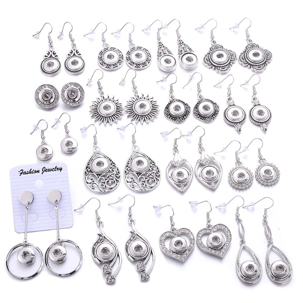 21 Styles Snap Buttons Dangle Drop Earrings for Fashion Stylish Jewelry Drop