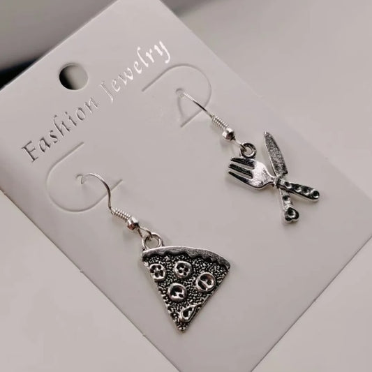 Pizza Slice Fork Drop Earrings Fashion Party Girls Pendant Earrings Women