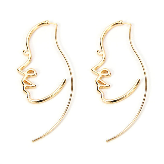 1pair Hollow Out Face Design Earrings for Women Girls Ear Studs Jewelry Gift