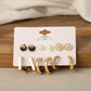 6Pairs Small Stud and Hoop Earrings Fashion Women Summer Party Jewelry Girls
