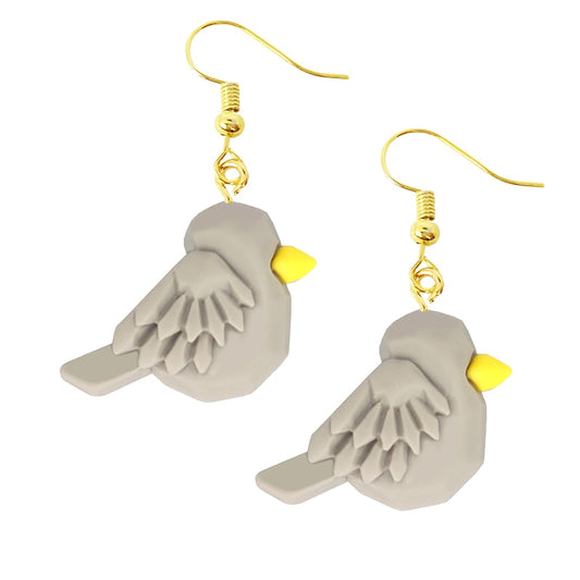 Cartoon Grey Bird Drop Earrings Women Art Fashion Cartoon Earrings Creative