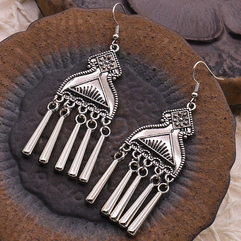 15 Styles Big Vintage Ethnic Tassel Flower Dangling Drop Earrings Female Fashion