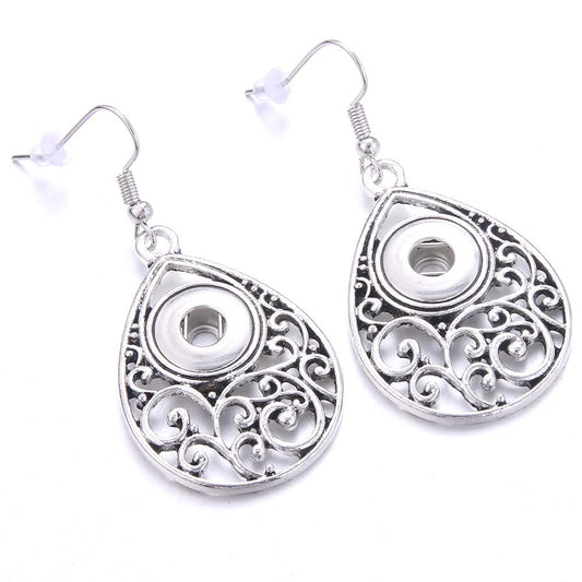 Hollow Drop Snap Button Design Dangle Earrings for Fashion Stylish Jewelry Drop