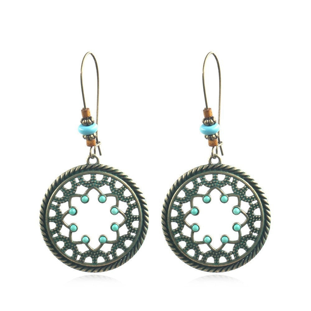 Mandala Pattern Drop Charm Earrings For Women Girl Fashion Modern Jewelry Gift