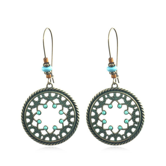 Mandala Pattern Drop Charm Earrings For Women Girl Fashion Modern Jewelry Gift