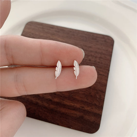 Feather Stainless Steel Mini Stud Earring Ear Piercing Modern Jewelry