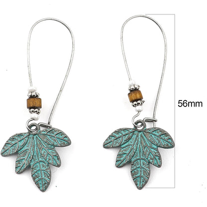 Turquoise Leaf Pendant Lady Cute Dangle Earrings for Women Jewelry Girls