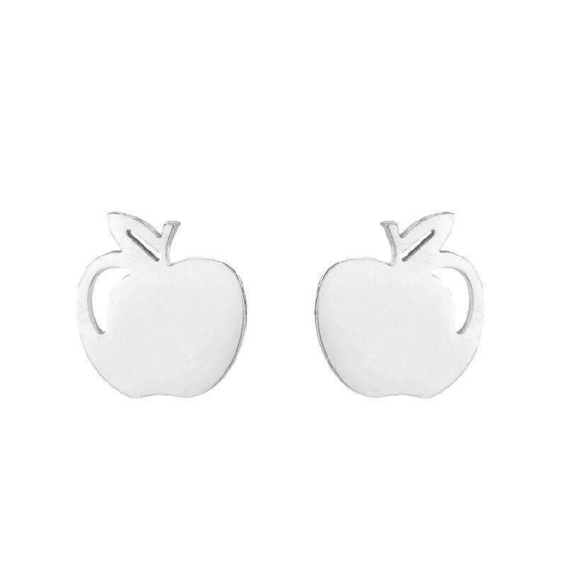 Apple Design Stud Earrings for Women Girls Ear Studs Jewelry Gift Fashion