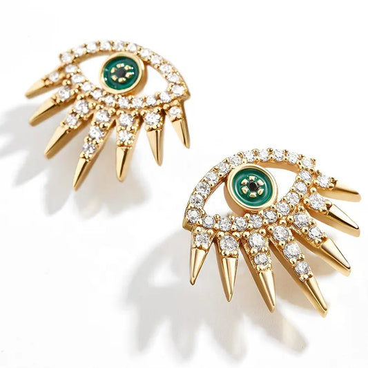 Rhinestone Eye Design Earrings for Women Girls Ear Studs Jewelry Gift Fashion