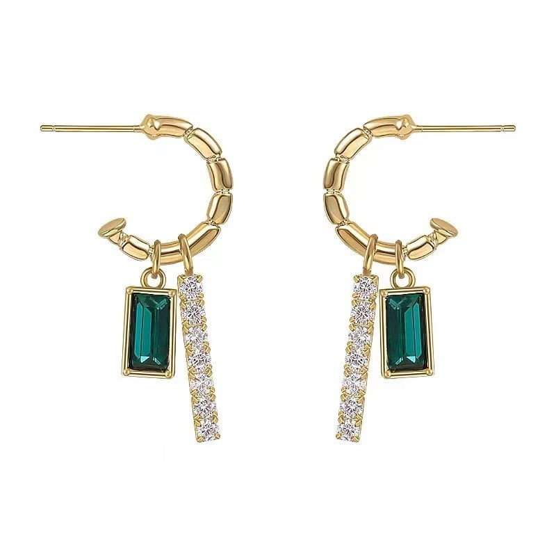 Green Rectangular Pendant Drop Earrings Women Gifts Earring Cute Girls Eardrop