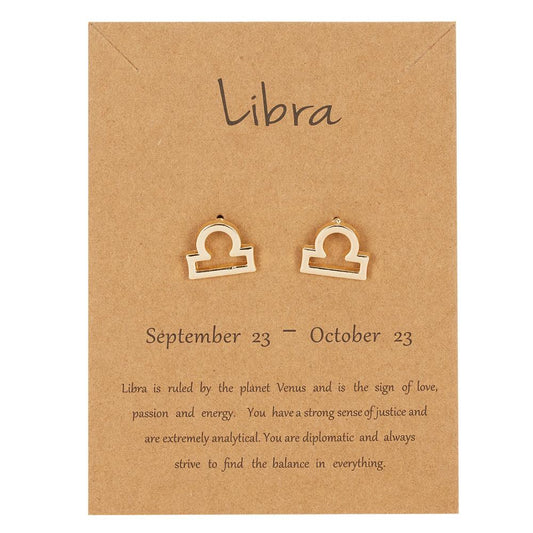 Libra Zodiac Constellations Sign Stainless Steel Earrings Women Jewelry Small