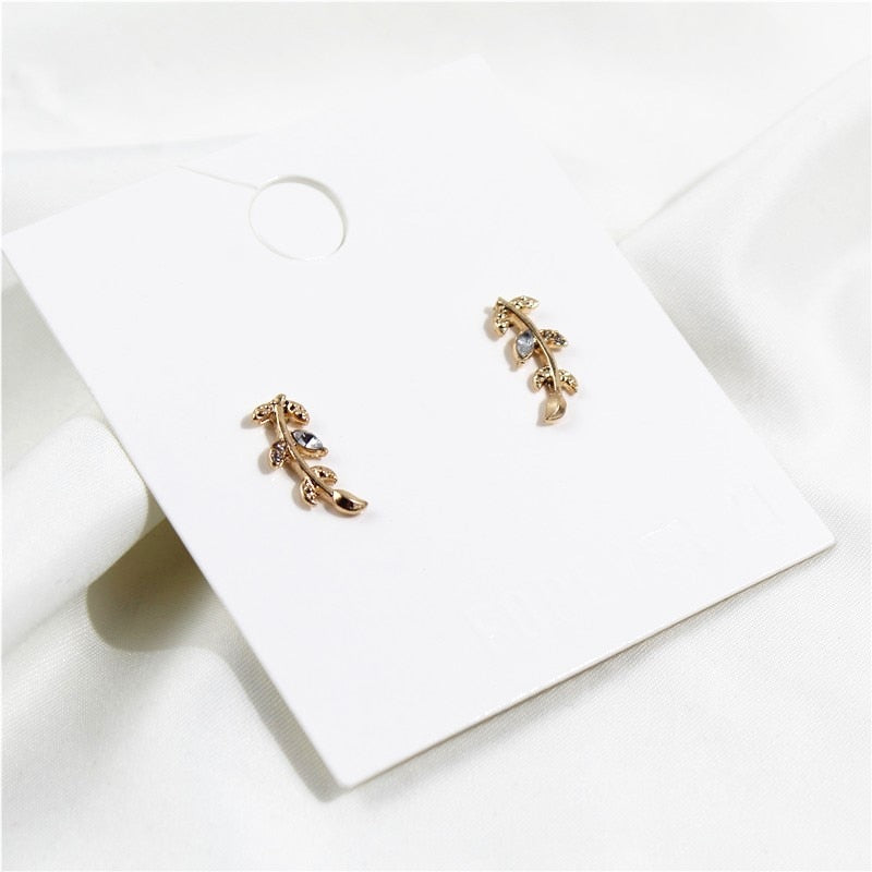 Heart/Leaf Branch Stylish Modern Stud Earrings Zircons Fashion Female Earrings