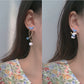 White Blue Mismatched Dangle Earrings Women Travel Fashion Cartoon Earrings