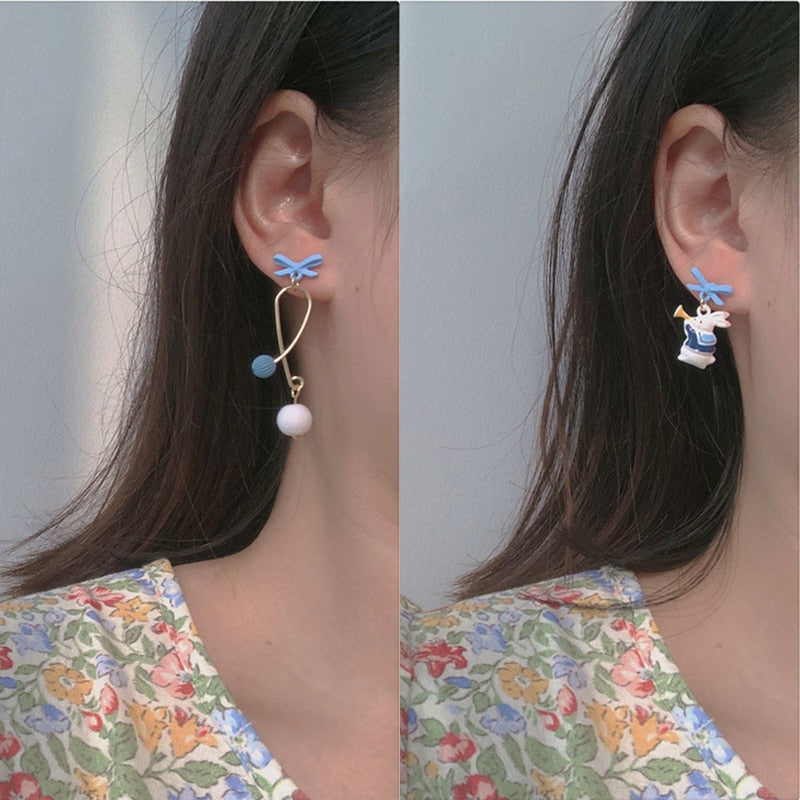 9 Styles Blue Color Geometric Flower Dangle Earrings Women Travel Fashion