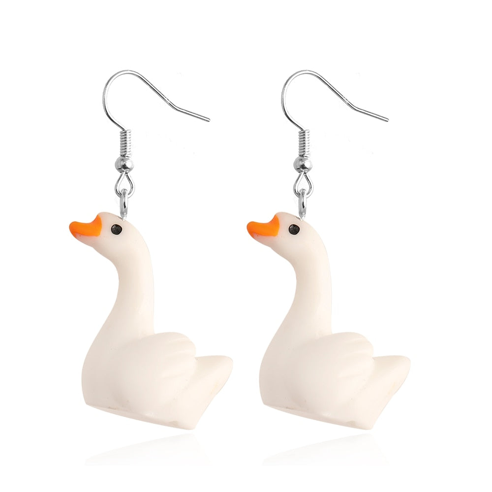 Goose White Drop Earrings Women Travel Fashion Cartoon Earrings Creative Jewelry