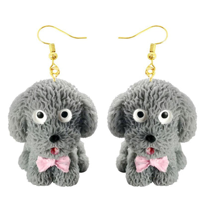 Grey Puppy Drop Earrings Cartoon Art Women Party Jewelry Ear Fashion Pendant