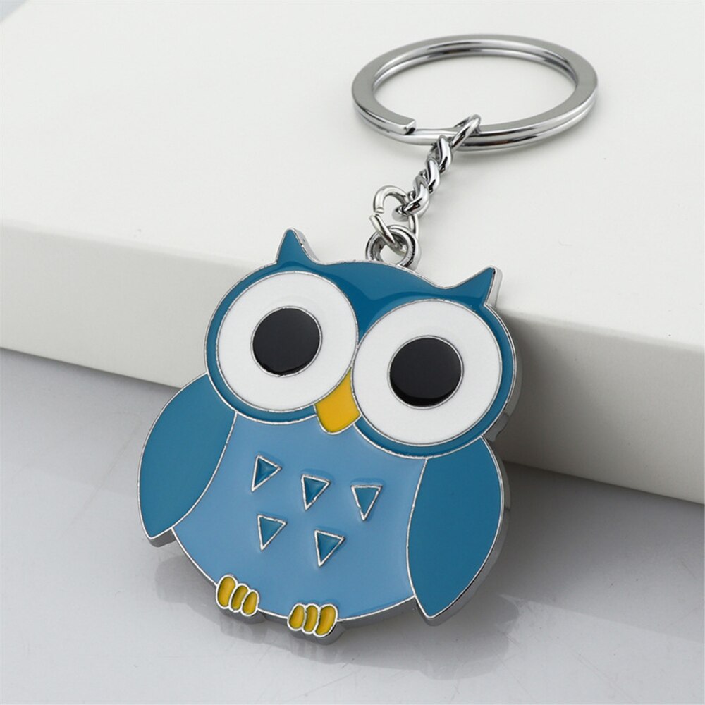 2 Colors Cute Owl keychains Charms Cartoon Unisex Key Ring Gift Women Handbag