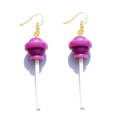 Purple Resin Candy Lollipop Drop Earrings Cartoon Ear Pendants Accessories Women