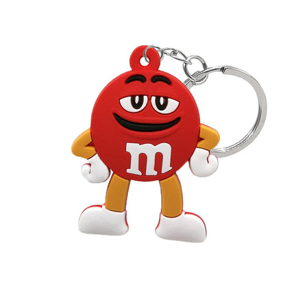 8 Styles PVC Colorful Bean M&M Keychain Cartoon Key Ring Anime Pendant Key