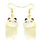 Beige Cat Drop Earrings Cartoon Art Women Party Jewelry Ear Fashion Pendant