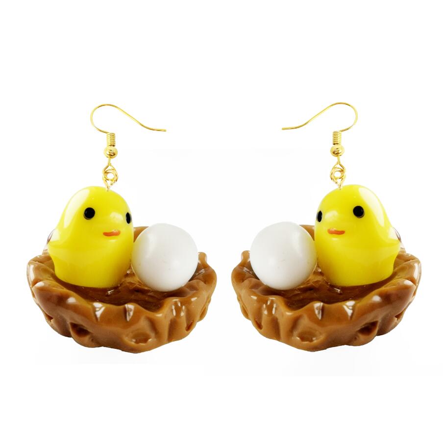 Chick and Egg Drop Earrings Cartoon Art Women Party Jewelry Ear Fashion Pendant