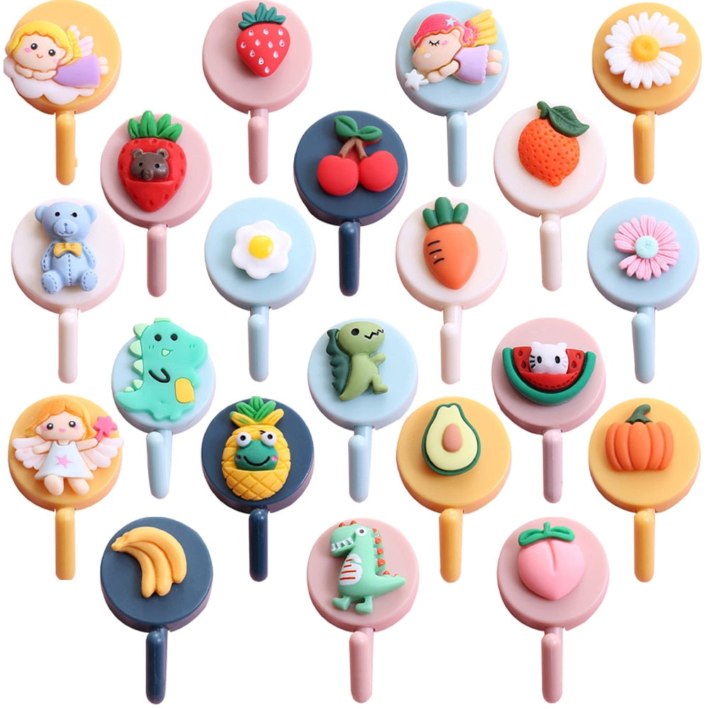 1pc Cute Wall Hooks Key Holder Door Hanging Plastic Self Adhesive Wall Hanger