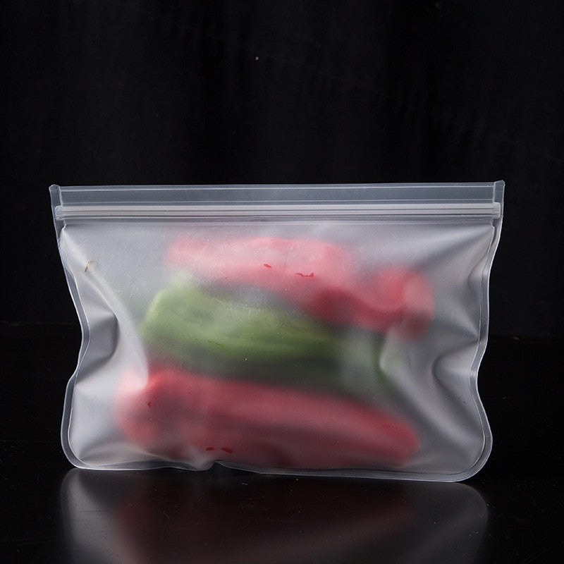 1pc Silicone Food Storage Bag Reusable Stand Up Zip Shut Bag Containers Fresh