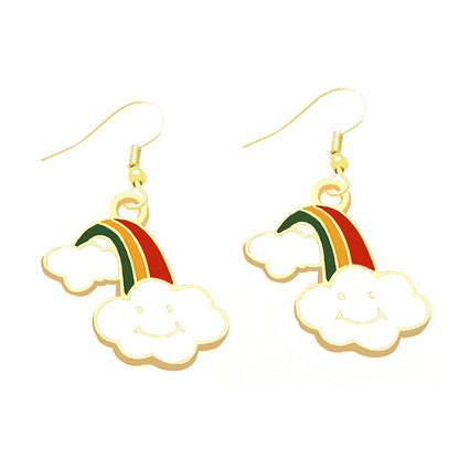 Smile Cloud Rainbow Drop Earrings Cartoon Art Women Party Jewelry Ear Fashion