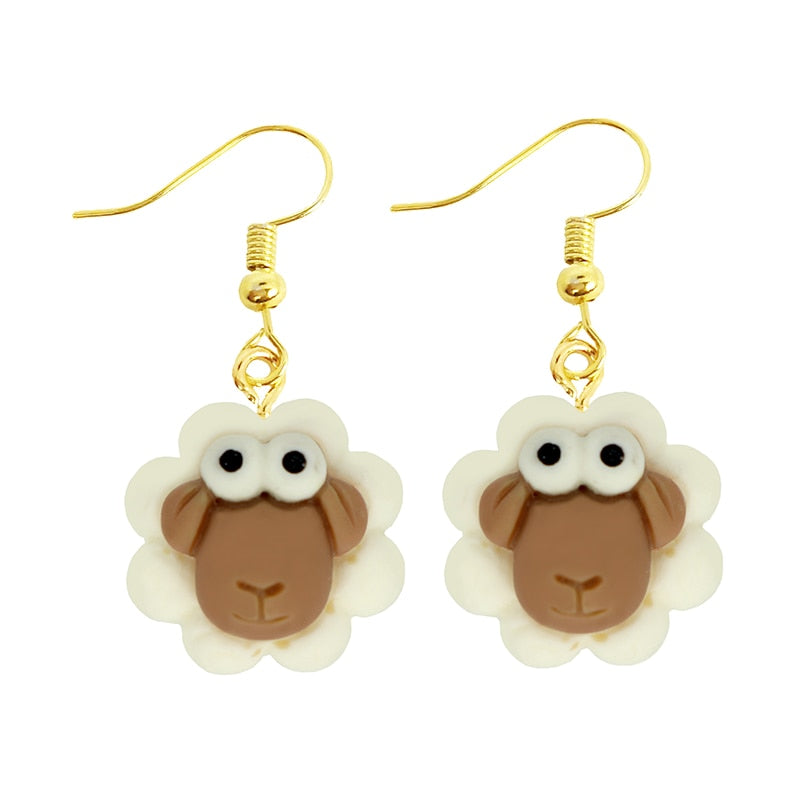 Cute Sheep Drop Earrings Women Art Fashion Cartoon Earrings Creative Jewelry