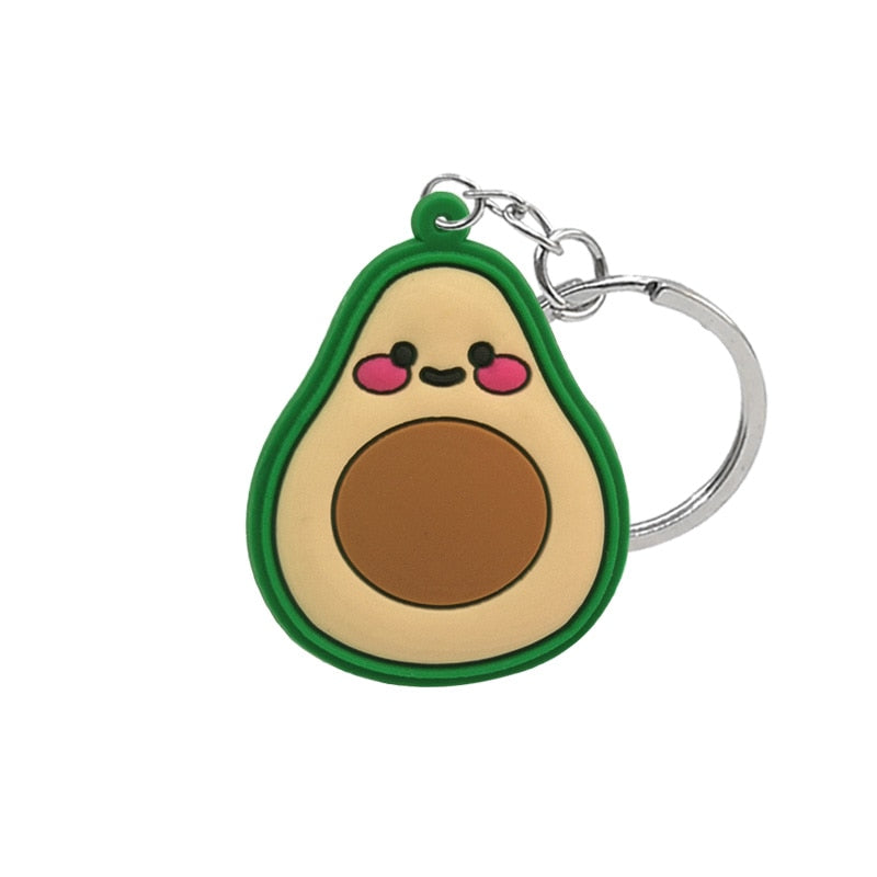 9 Styles Avocado apple flower anime keychain Cartoon Key Ring Pendant Key Holder