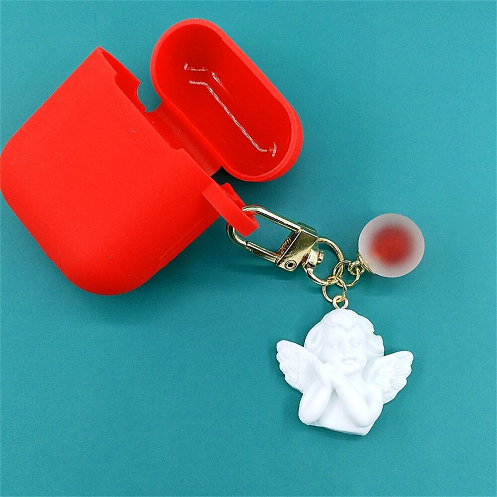5 Colors White Angel Keychain Charms Women Cute Mini Jelly Ball Pendant Key Ring