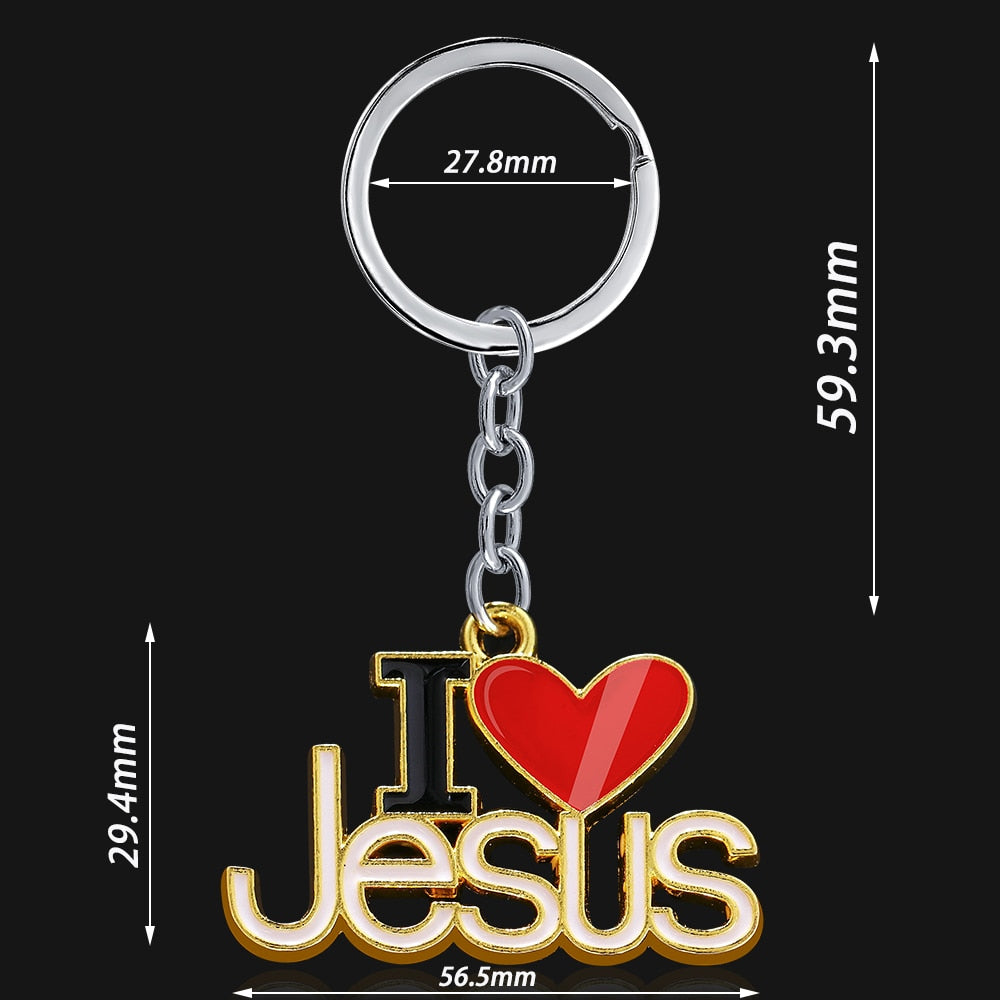 I Love Jesus Dripping Oil Keychains Creative Keyholder Christian Gifts Key Chain