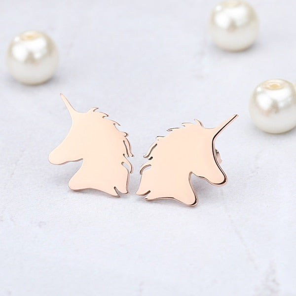 Unicorn Stud Earrings Fashion Shiny Ladies Jewelry Women Classic Studs