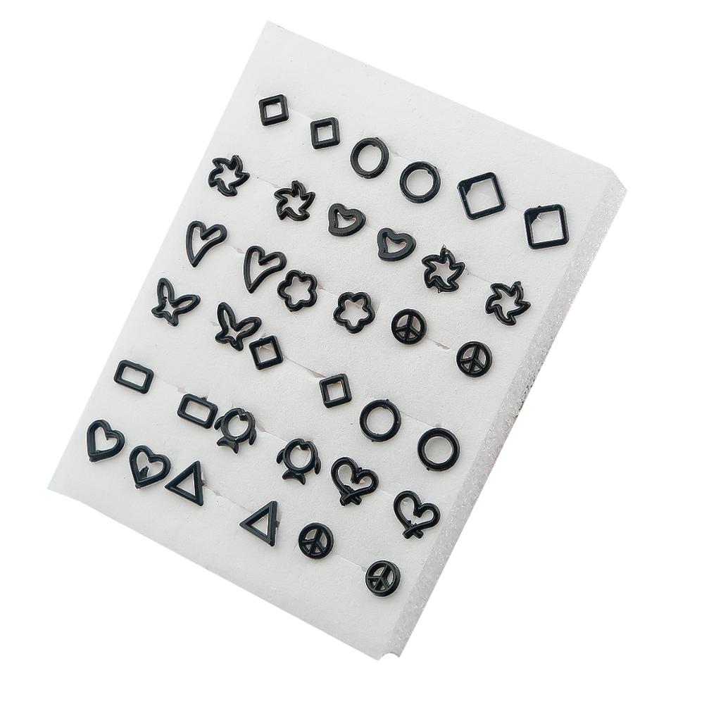 Triangle Square Stud Earrings Circle Set Women Small Girl 18 Pairs Earring