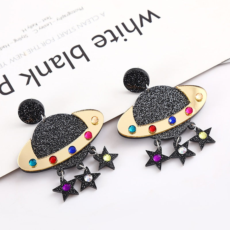 47 Styles Guitar Fish Eye Acrylic Drop Earrings Female Travel Cartoon Earrings