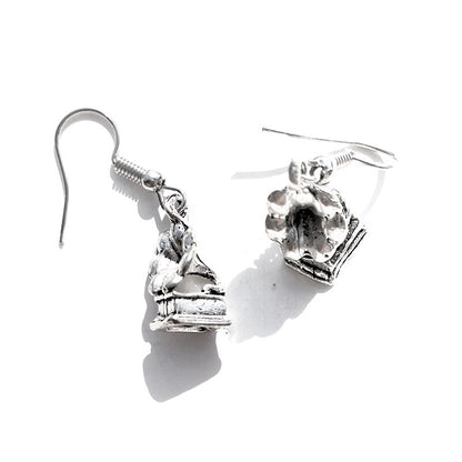 Creative Design Metal Gramophone Drop Earrings Women Creativity Jewelry Cute