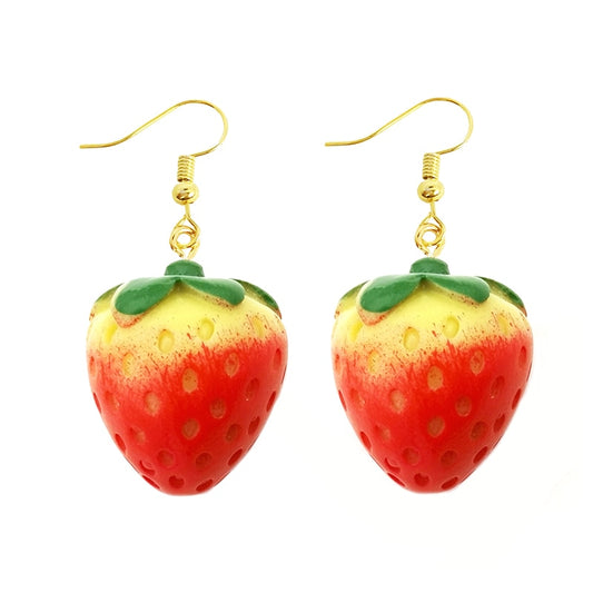 Resin Strawberry Drop Earrings Women Art Fashion Cartoon Earrings Creative