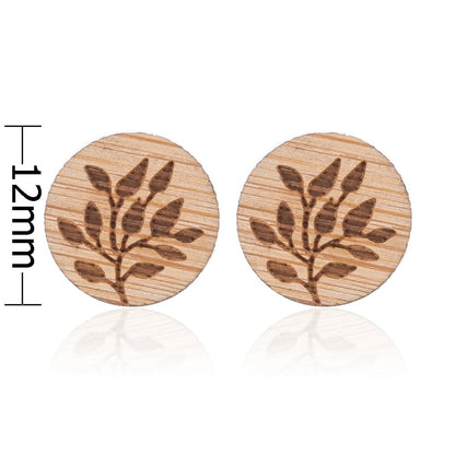 Wooden Branch Lady Cute Stud Earrings for Women Jewelry Girls Earrings