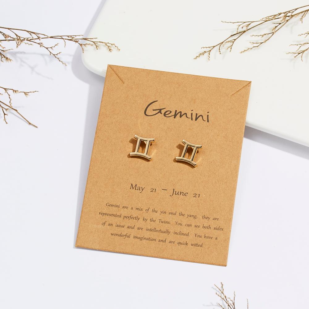 1Pair 12 Constellation Zodiac Sign Cartilage Stainless Steel Stud Earrings Women