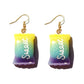 Purple Blue Yellow Resin Handmade Candy Drop Earrings Cartoon Art Women Party