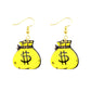Dollar Mesh Bag Acrylic Large Drop Earrings Cartoon Art Women Party Jewelry Ear