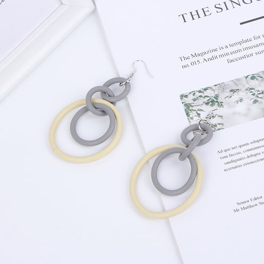 Grey Chain Links Dangle Earrings Fashion Party Girls Pendant Earrings Women